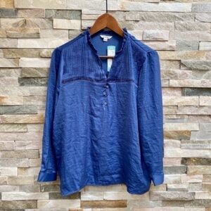 Stitch Fix Sweet Grey Floriana Micro Pleat Blouse Top